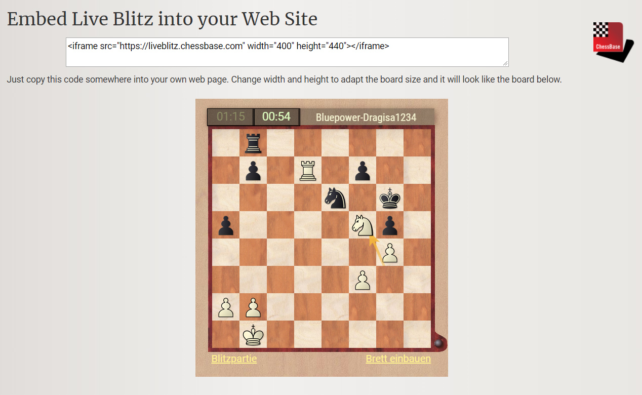 Must have Die schönsten Tools zum Einbinden auf Ihrer Webseite ChessBase