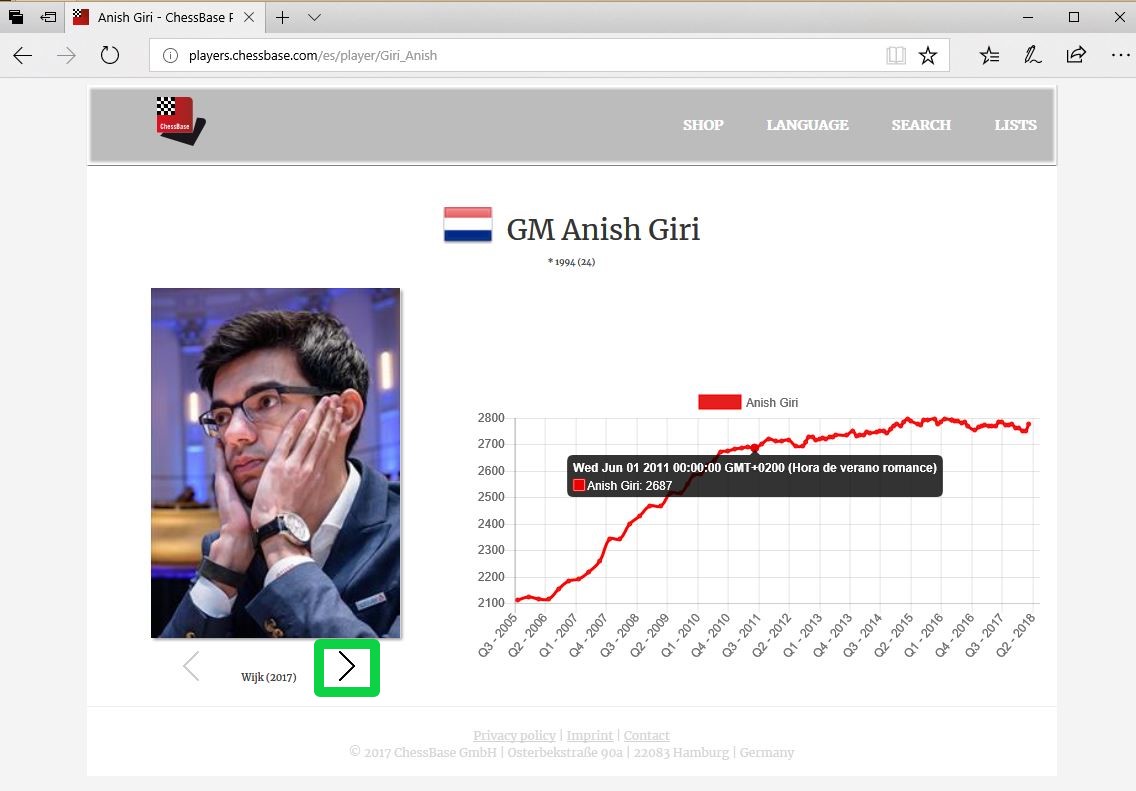 Informationen zu Anish Giri in der Online-Spielerdatenbank