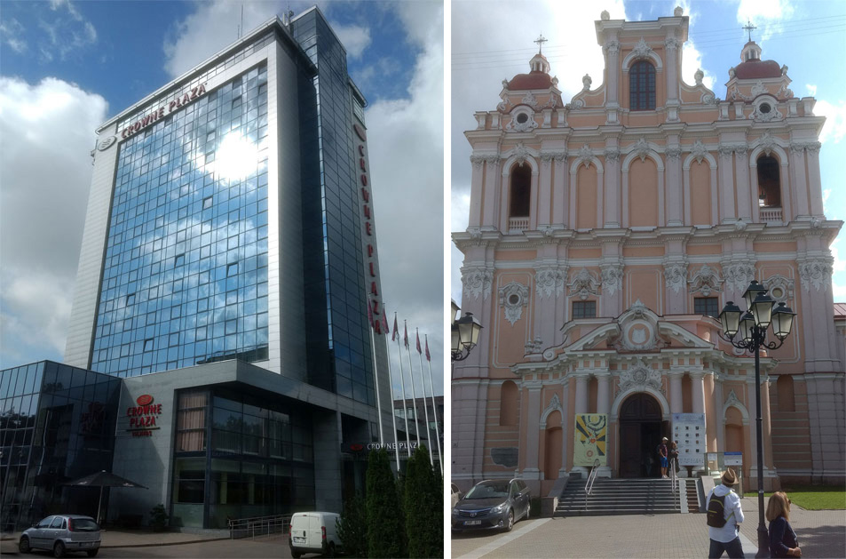 Crowne Plaza Hotel and St. Casimir church